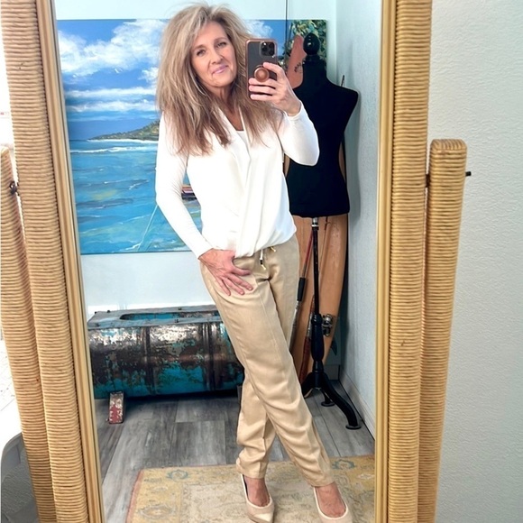 VTG Benetton,Silky & So Soft, Snap & Drawstring,High-Waisted,Pockets,Size 8 - Picture 5 of 11